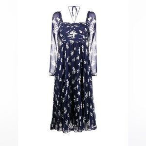 Self-Portrait Dark Blue Floral Long Sleeve Dress